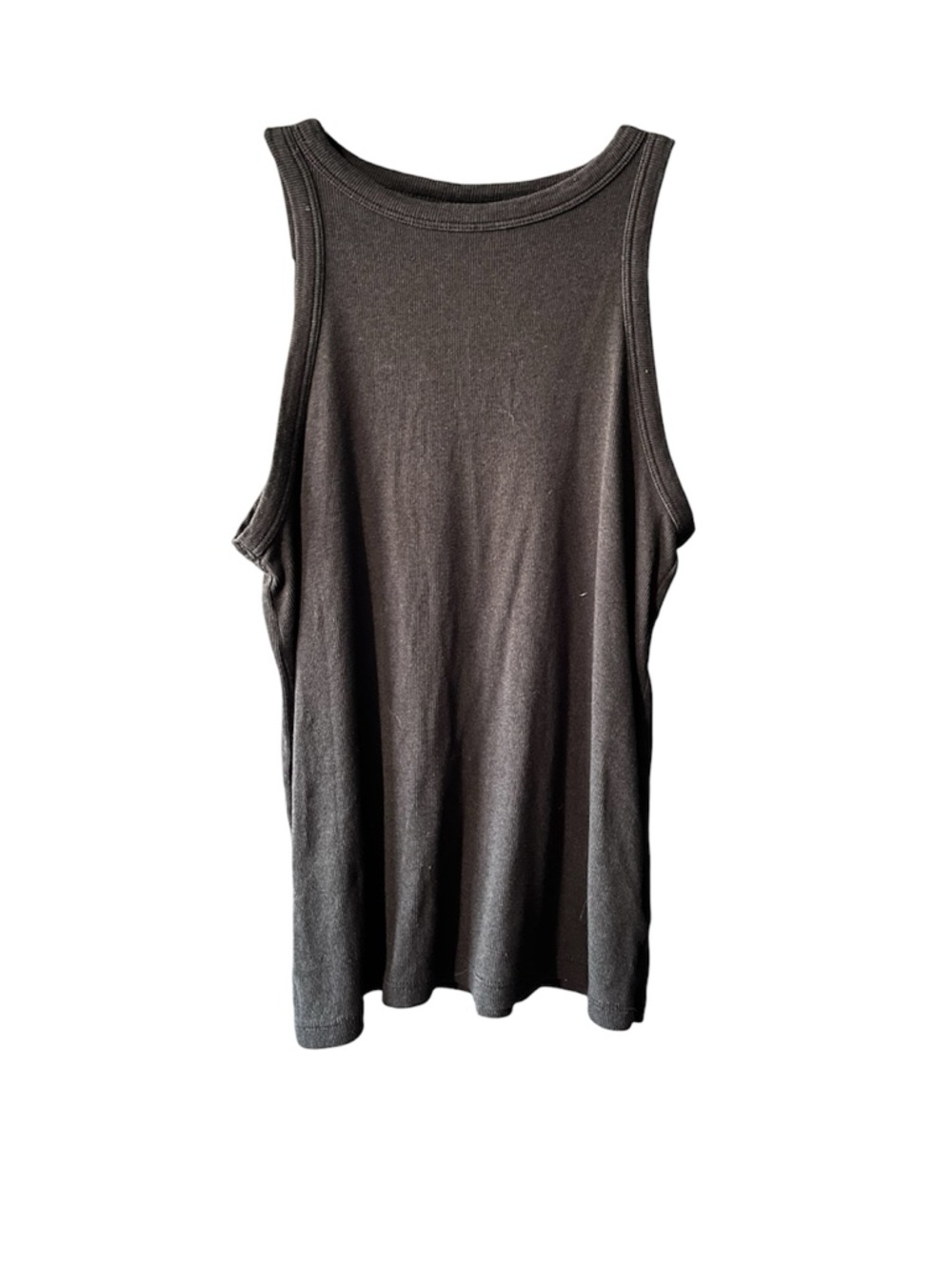 Rachel Zoe High Neck Black Ribbed Tank Top